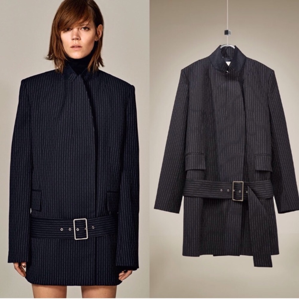 ZARA RARE STUDIO PINSTRIPE WOOL COAT BRAND NEW WITH TAGS BLOGGERS FAV